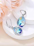 TOUPOP Sterling Silver Moonstone Frog/Mermaid Teardrop Dangle Earrings-0-4