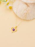 TOUPOP 14K Gold Birthstone Heart Pendant Necklace For Women-0-4