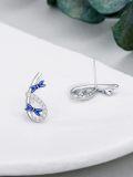 wholesale 925 Sterling Silver Dragonfly Stud Earrings with Blue Enamel and Cubic Zirconia - Perfect Gift for Women & Girls-0-5
