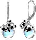 wholesale 925 Sterling Silver Panda Moonstone Drop Earrings Gifts for Women-0-0