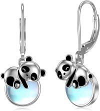 wholesale 925 Sterling Silver Panda Moonstone Drop Earrings Gifts for Women-Panda
