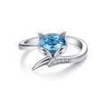 wholesale 925 Sterling Silver Blue Cat Ring With Crystal Detailing-0-0