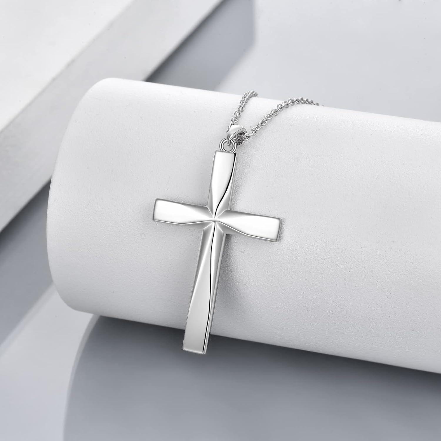 925 Sterling Silver Origami Cross Pendant Necklace - Religious  for Women & Men-0-2