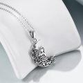 wholesale 925 Sterling Silver Crescent Moon Wolf Pendant Necklace With Roses-0-2