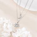 wholesale 925 Sterling Silver Layered Sun & Moon Pendant Necklaces for Women Gifts-0-4