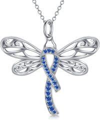 wholesale  Silver Stone Cancer Survivor Necklace Women s Awareness Gift -02-Dragonfly-dark blue-02-Dragonfly-dark blue
