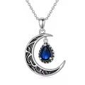 wholesale 925 Sterling Silver Crescent Moon with Amethyst Pendant Necklaces for Women s 45cm Chain Length-0-6