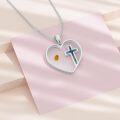 wholesale 925 Sterling Silver Heart-Shaped Cross with Shell Inlay and Abalone Pendant Necklace for Women & Men-0-1