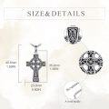 wholesale 925 Sterling Silver Celtic Knot Cross Pendant Necklace with Black Enamel Accents for Men and Women-0-1