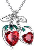 wholesale 925 Sterling Silver Heart-Shaped Cherry Pendant Romantic Love Jewelry for Women Gifts-0-0