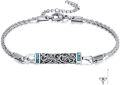wholesale 925 Sterling Silver 925 Blue Turquoise Inlay Memorial Urn Bracelet w/Funnel & Fill Tool - Ashes Cremation Jewelry Keepsake Gift for Women/Men-0-0