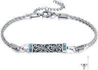 wholesale 925 Sterling Silver 925 Blue Turquoise Inlay Memorial Urn Bracelet w/Funnel & Fill Tool - Ashes Cremation Jewelry Keepsake Gift for Women/Men-Dragonfly