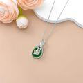 wholesale 925 Sterling Silver Green Jade Pendant Necklace with Blue Enamel Owl Design Gift for Her-0-11