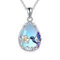 wholesale 925 Sterling Silver Hummingbird Flower Black Onyx Teardrop Pendant Necklace For Women-0-0