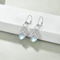 wholesale 925 Sterling Silver Moonstone Heart Knot Filigree Leverback Dangle Earrings for Women-0-2