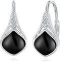 wholesale 925 Sterling Silver Black Onyx Celtic Teardrop Dangle Earrings  for Women-0-0