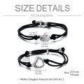 wholesale 925 Sterling Silver Mother Daughter Heart Charm Bracelet Set-0-3