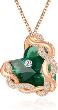 wholesale 925 Sterling Silver Infinity Heart Birthstone Crystal Necklace-05-May-Emerald Green