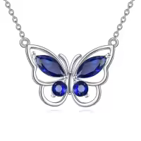 wholesale 925 Sterling Silver Amethyst Butterfly Necklace for Women Crystal Pendant Gift-September Birthstone
