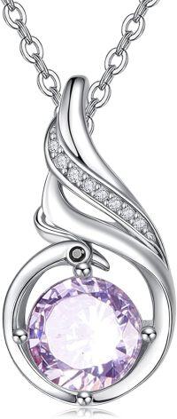 wholesale Sterling Silver Phoenix Birthstone Pendant Necklace for Women-06-Alexandrite