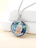 TOUPOP Sterling Silver Crystal Fox Pendant Necklace For Women-0-1