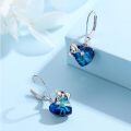 wholesale 925 Sterling Silver Blue Crystal Heart Koala Dangle Earrings for Sensitive Ears-0-4