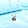 wholesale 925 Sterling Silver Green Moss Agate Bunny Pendant Necklace for Women and Girls-0-1