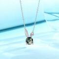 wholesale 925 Sterling Silver Green Moss Agate Bunny Pendant Necklace for Women and Girls-0-1