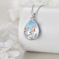 wholesale 925 Sterling Silver Teardrop Shape Blue Moonstone Rabbit Bell Pendant Necklace-0-4