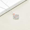 wholesale 925 Sterling Silver Rose Flower Heart Necklace for Mom Grandma Nana with Crystal Jewelry-0-4