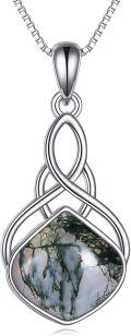 wholesale Sterling Silver Natural Stone Irish Celtic Teardrop Pendant Necklace-0-18