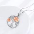 wholesale 925 Sterling Silver Rose Flower Tree Of Life Pendant Necklace-0-1