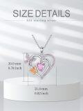 wholesale 925 Sterling Silver Heart Pendant Necklaces with Pink Crystal Butterflies and Love Message Gifts for Her Valentine's Day Jewelry Present Ideas-0-2