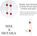 wholesale 925 Sterling Silver Red Rose Long Drop Earrings for Women Gift Jewelry Accessories-0-4