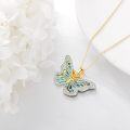 wholesale 925 Sterling Silver Blue Abalone Shell Butterfly Pendant Necklace with CZ Accents for Women Girls s 24 Chain Length-0-5