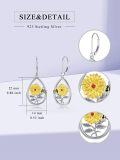 wholesale 925 Sterling Silver Teardrop Sunflower & Bee Drop Earrings-0-1