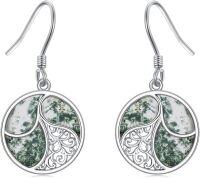 wholesale 925 Sterling Silver Moss Agate Celtic Knot Teardrop Dangle Earrings-Filigree-1