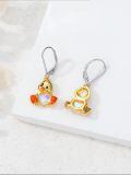 wholesale 925 Sterling Silver Adorable Duck Earrings Wholesale With Heart Charm And Rainbow Glow Design-0-2