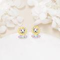 wholesale 925 Sterling Silver Cute Axolotl Drop Earrings With Pink Cz Crystals Platinum Plated-0-2