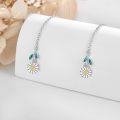 wholesale 925 Sterling Silver Daisy Threader Drop Earrings with Enamel Leaves and Gold Accents-0-3