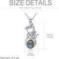wholesale 925 Sterling Silver Labradorite and Moonstone I Love You Celtic Dragon Pendant Necklace-0-4