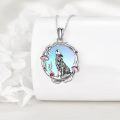 wholesale 925 Sterling Silver Wolf Howl in Forest Scene with Mushrooms and Branches Pendant Necklace for Women-0-2