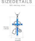 wholesale 925 Sterling Silver Blue Created Opal Cross Stethoscope Pendant Necklace for Nurses Gifts-0-5