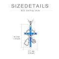 wholesale 925 Sterling Silver Blue Created Opal Cross Stethoscope Pendant Necklace for Nurses Gifts-0-5