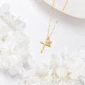 wholesale 14K Gold Cubic Zirconia Small Cross Pendant Necklaces for Women Gifts Jewelry Accessories-0-3