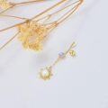 wholesale 14k Gold Opal Sun Dangle Belly Button Ring for Women 16g Navel Piercing -0-2