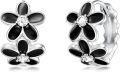 wholesale 925 Sterling Silver Black Enamel Flower Studs with CZ Cartilage Leverback Earring Set for Women Girls Gift-0-0