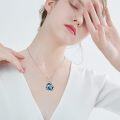 wholesale 925 Sterling Silver Blue Crystal Aquarius Zodiac Pendant Necklace for Women-0-1