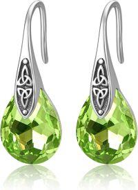 wholesale 925 Sterling Silver Birthstone Celtic Knot Dangle Earrings Women s Jewelry Gift-08 Aug