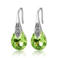 wholesale 925 Sterling Silver Teardrop Earrings Wholesale With Blue Crystals-08 Aug